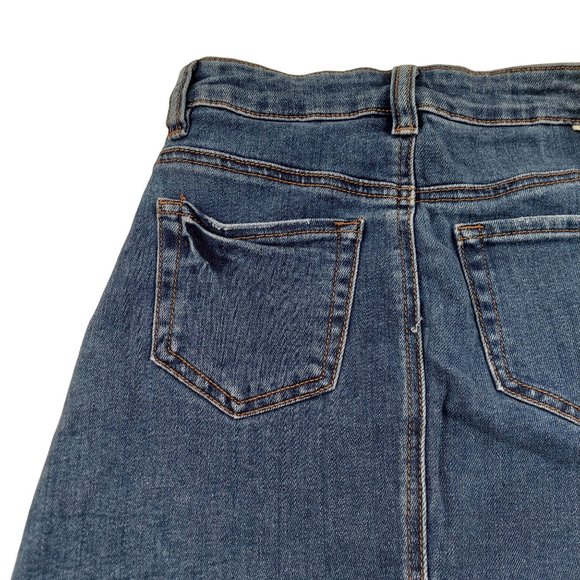 Sky & Sparrow Skirt Junior Womens 0 Dark Wash Blue Jean Denim Short Mini Raw Hem - Picture 5 of 7